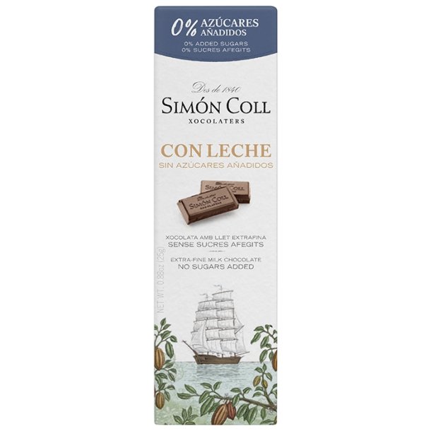 Sim�n Coll  Lys chokolade 34% - uden tilsat sukker- 25g